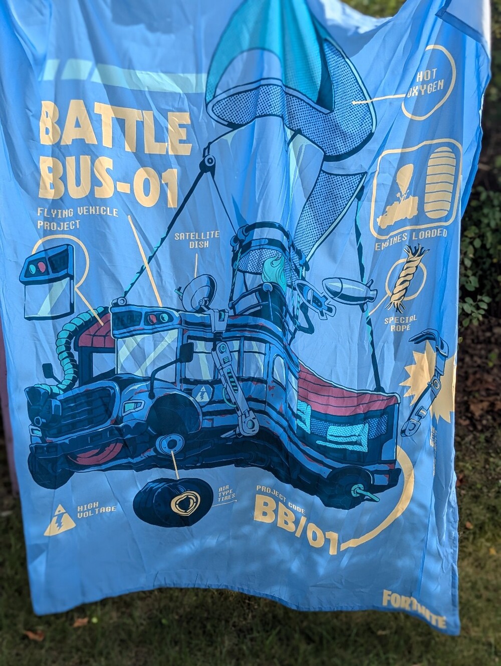 FORTNITE Battle Bus Banner/Curtain, Approx 4' x 5', EUC!!!